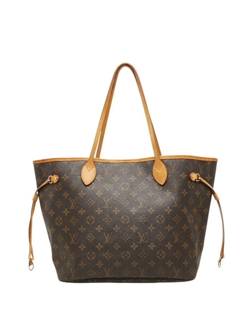 Louis Vuitton Monogram Neverfull MM Shoulder Bag Tote Brown Leather
